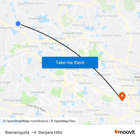 Beeramguda to Banjara Hills map
