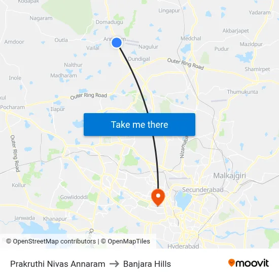 Prakruthi Nivas Twd Balanagar to Banjara Hills map