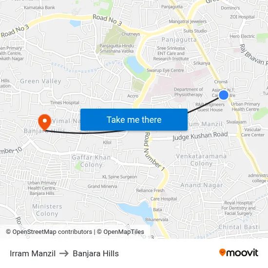 Irrum Manzil Twd Patancheruvu to Banjara Hills map