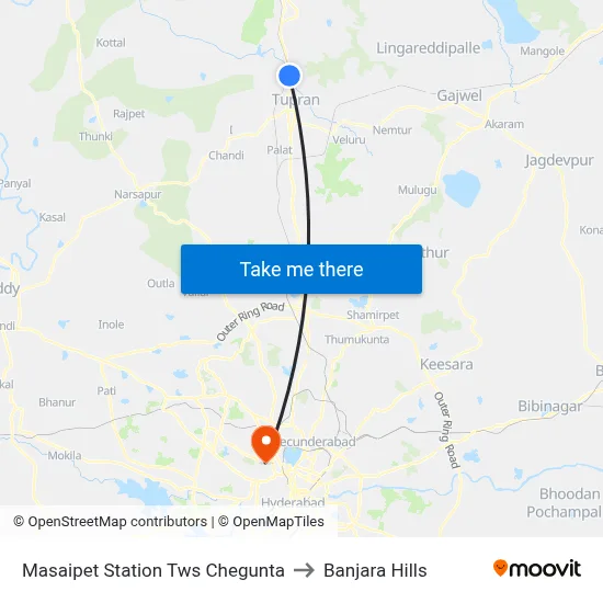 Masaipet Station  Tws Chegunta to Banjara Hills map