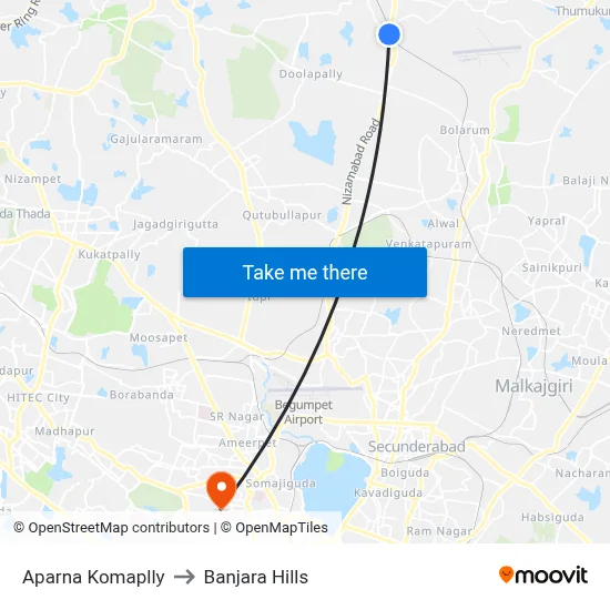 Aparna Komaplly to Banjara Hills map