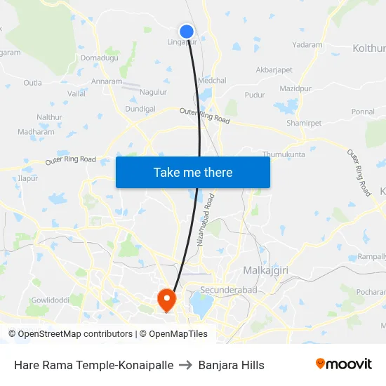 Harerama Temple Twd Nuthankal to Banjara Hills map