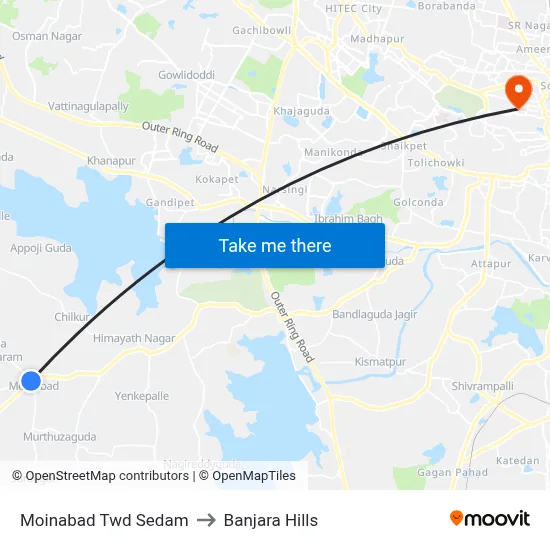 Moinabad Twd Sedam to Banjara Hills map