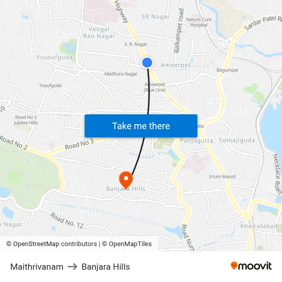 Maitrivanam Twd Koti to Banjara Hills map