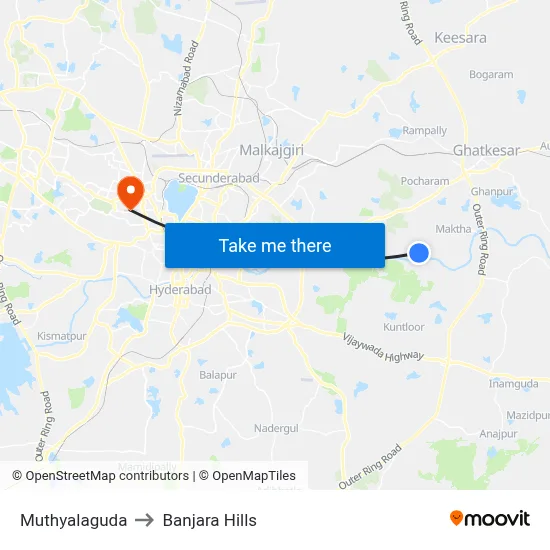 Muthyalaguda Twd Pratap Singaram to Banjara Hills map