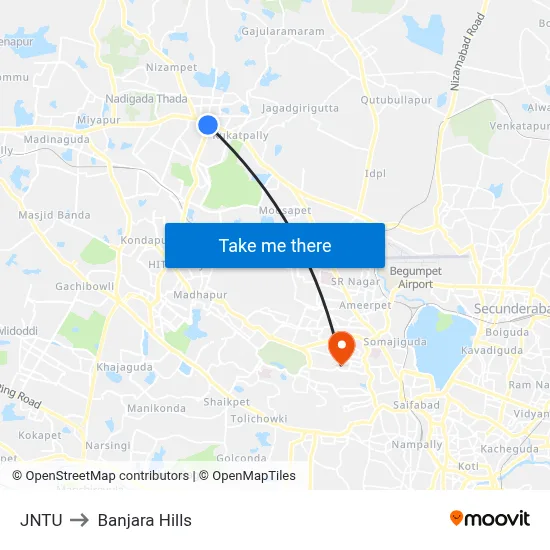 JNTU to Banjara Hills map