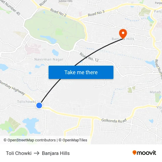 Tolichowki Twd Mp to Banjara Hills map