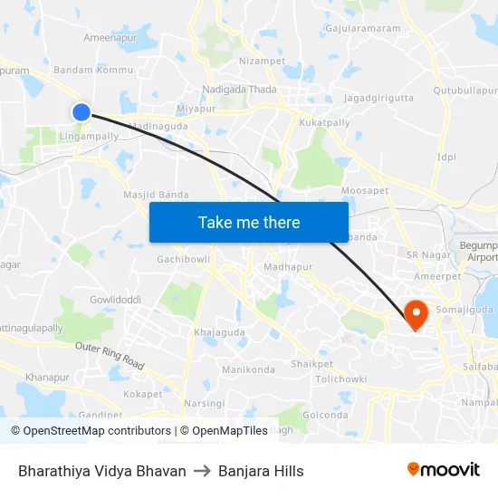 Bvb School to Banjara Hills map