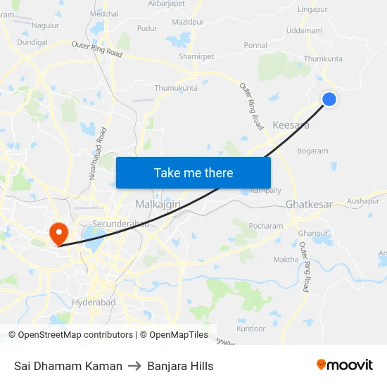Sai Dhamam Kaman to Banjara Hills map