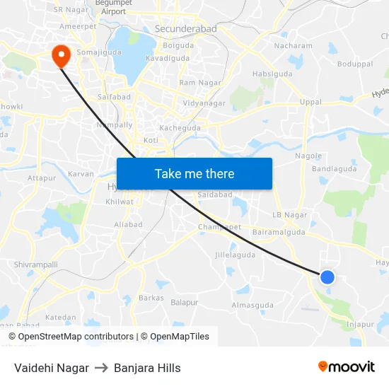 Valdehi Nagar Twd Ngos Colony to Banjara Hills map