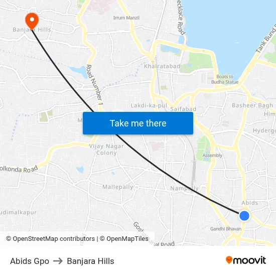 Abids Gpo to Banjara Hills map