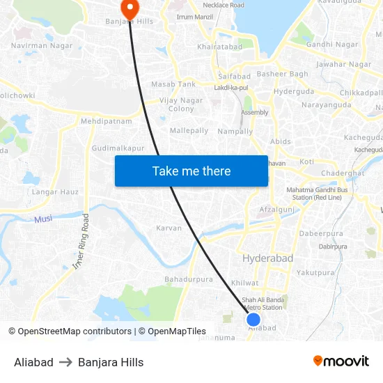 Aliabad to Banjara Hills map