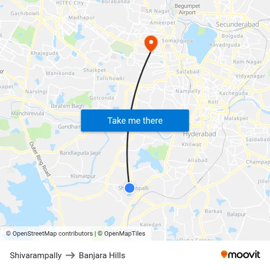 Shivarampally to Banjara Hills map