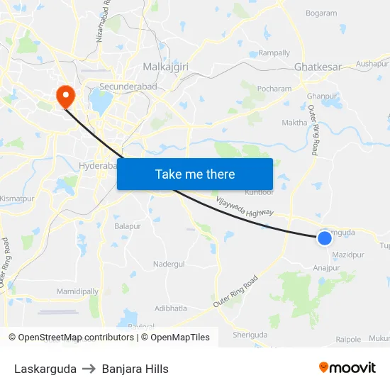 Lashkarguda Village Twd Anajpur to Banjara Hills map
