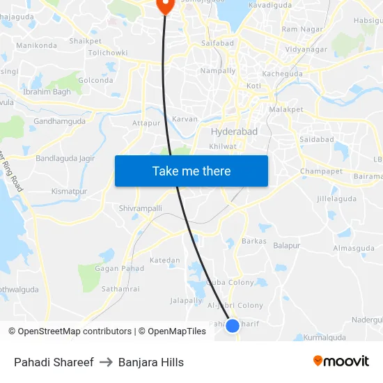 Pahadi Shareef to Banjara Hills map
