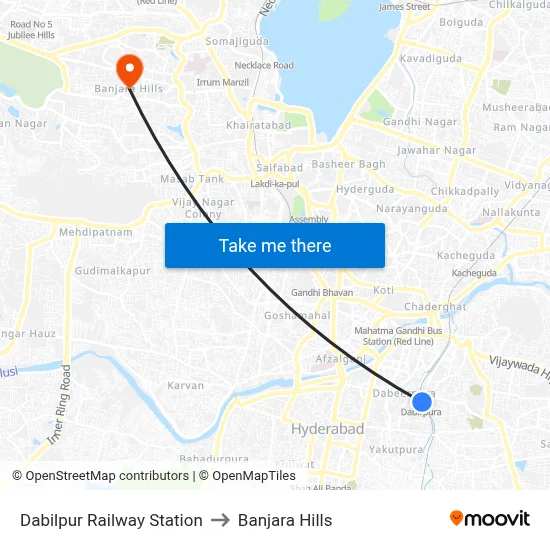 Dabilpur Railway Station to Banjara Hills map