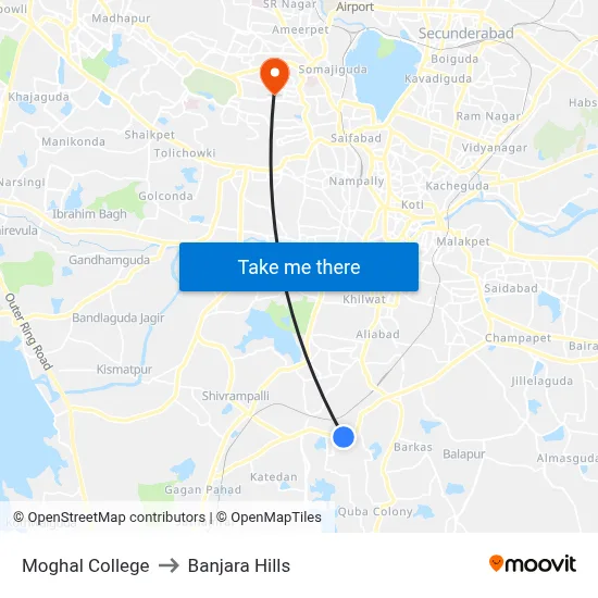 Moghal College to Banjara Hills map