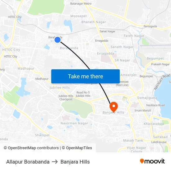 Allapur Borabanda to Banjara Hills map