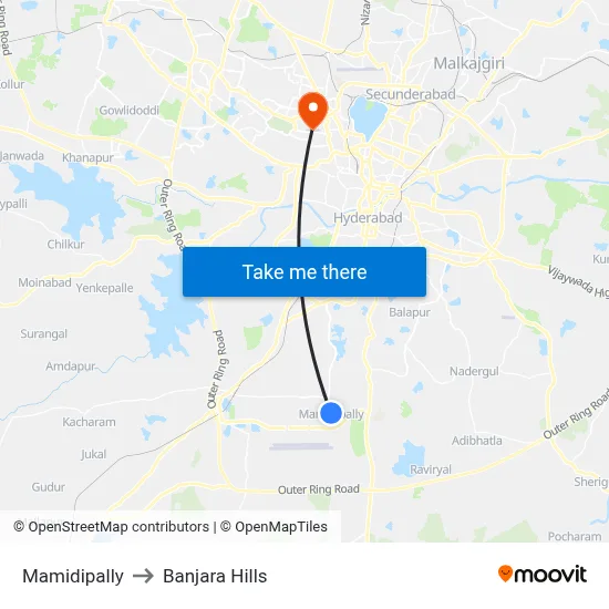 Mamidipally to Banjara Hills map