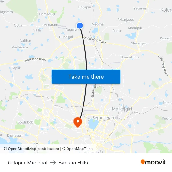 Railapur-Medchal to Banjara Hills map