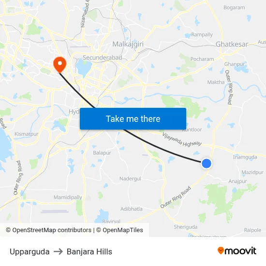 Uppariguda Village Twd Koheda to Banjara Hills map