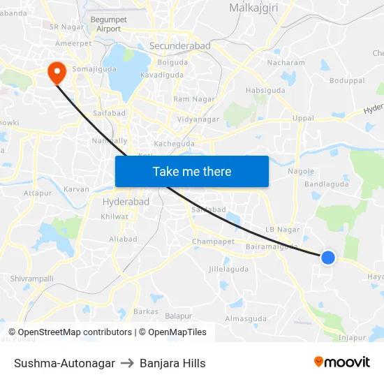 Sushma-Autonagar to Banjara Hills map