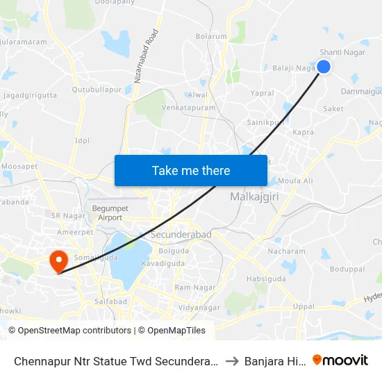 Chennapur Ntr Statue Twd Secunderabad to Banjara Hills map