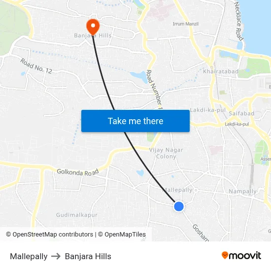 Mallepally Twd Masabtank to Banjara Hills map