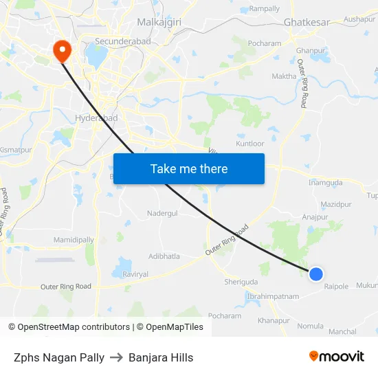 Zphs Nagan Pally Twd Choutupal to Banjara Hills map
