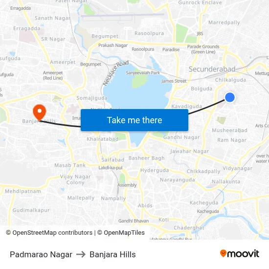 Padmarao Nagar to Banjara Hills map