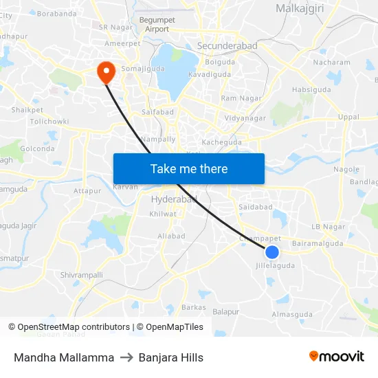 Mandha Mallamma to Banjara Hills map