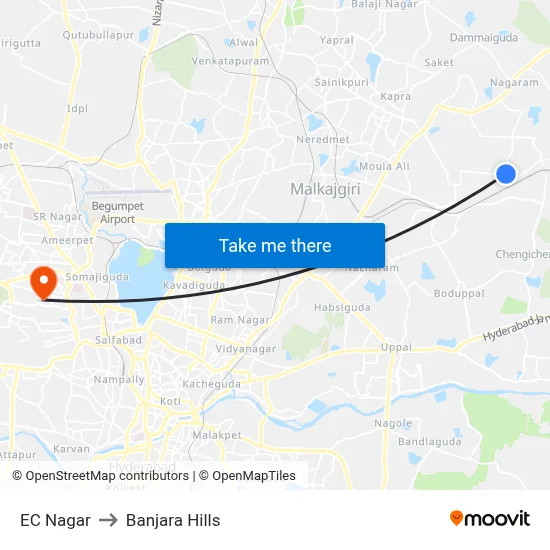 EC Nagar to Banjara Hills map