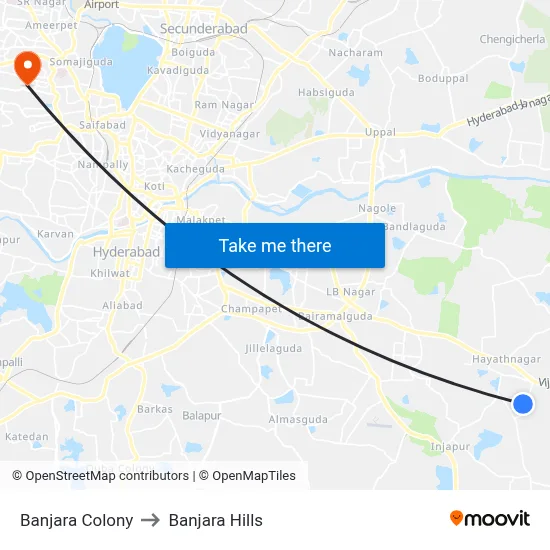 Banjara Colony to Banjara Hills map