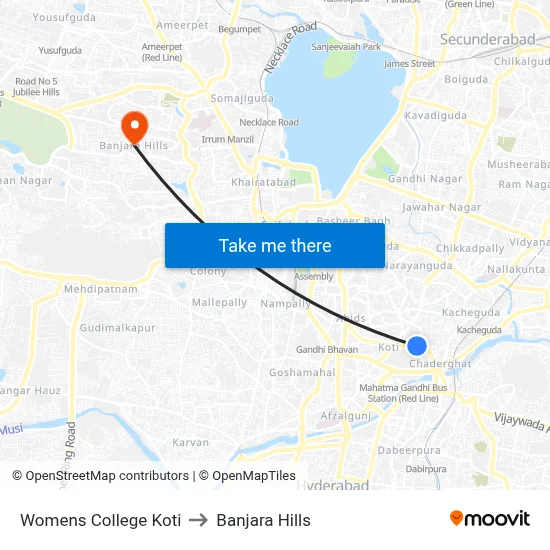 Koti Womens College to Banjara Hills map