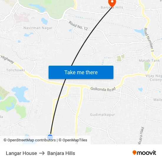 Langar House to Banjara Hills map