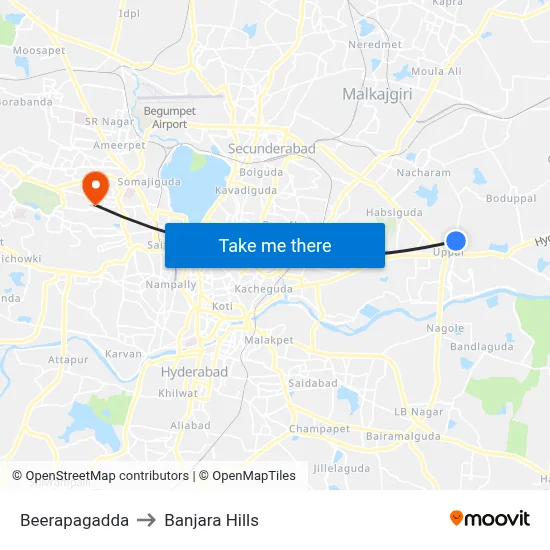 Beerappagadda Twd ECIL to Banjara Hills map