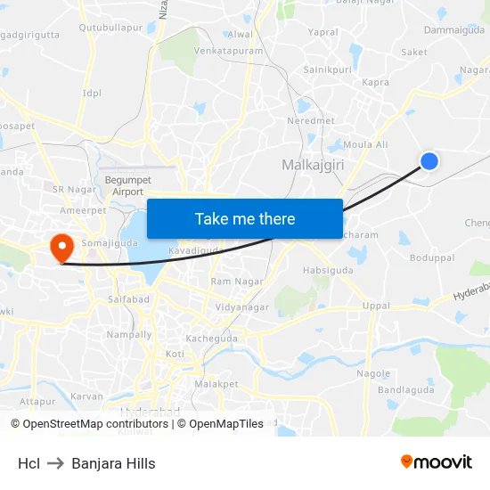 Hcl to Banjara Hills map