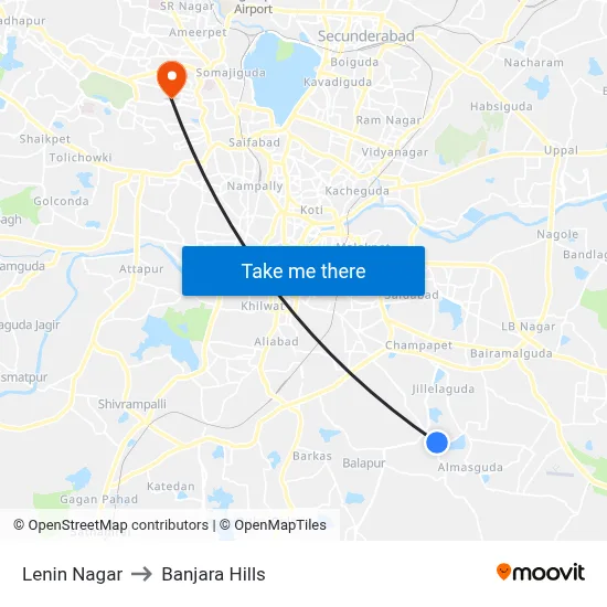 Lenin Nagar Twd Koti to Banjara Hills map