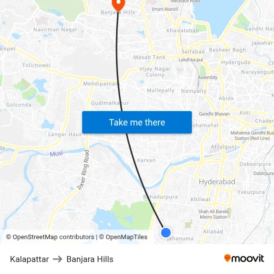 Kalapattar Twd Charminar to Banjara Hills map