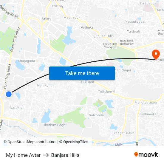 My Home Avtar to Banjara Hills map
