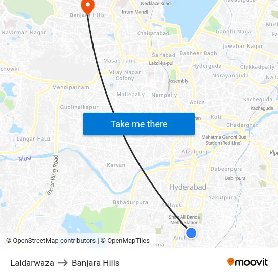 Laldarwaza to Banjara Hills map