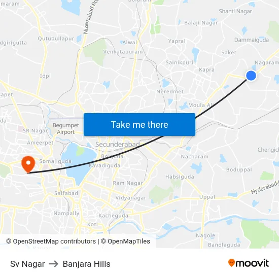 Sv Nagar Twd Secunderabad to Banjara Hills map
