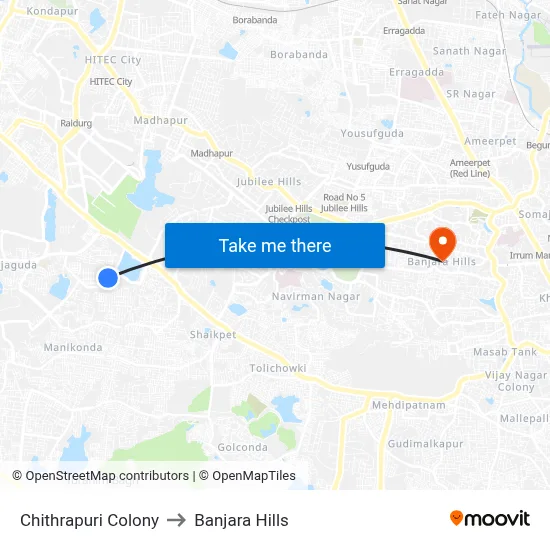 Chithrapuri Colony to Banjara Hills map