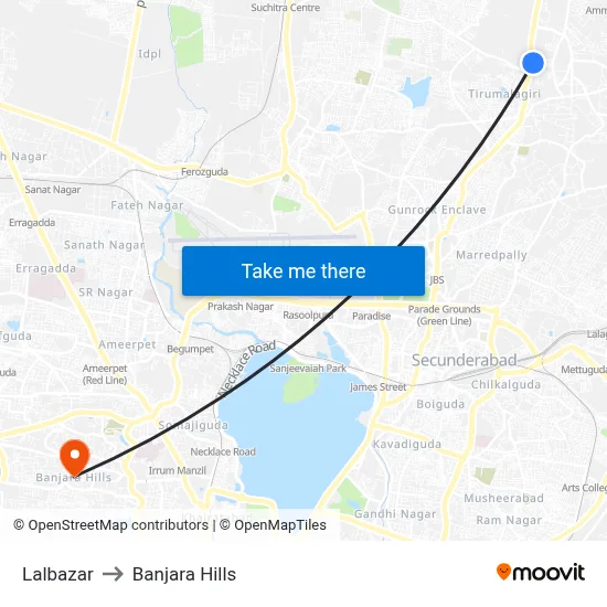 Lalbazar to Banjara Hills map