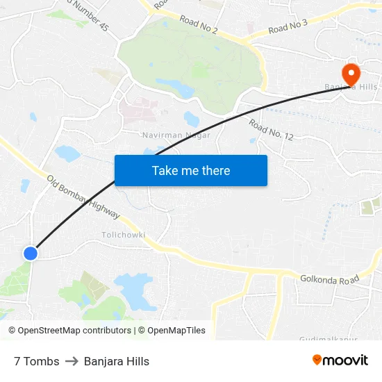 7tombs Road Akbar Bagh Twd Shaikpet to Banjara Hills map