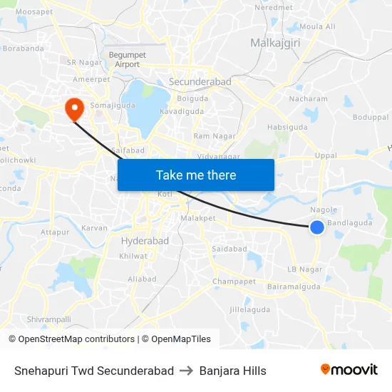 Snehapuri Twd Secunderabad to Banjara Hills map