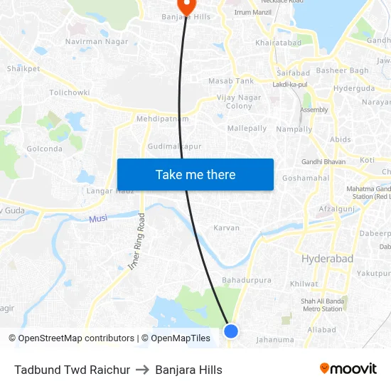 Tadbund Twd Raichur to Banjara Hills map
