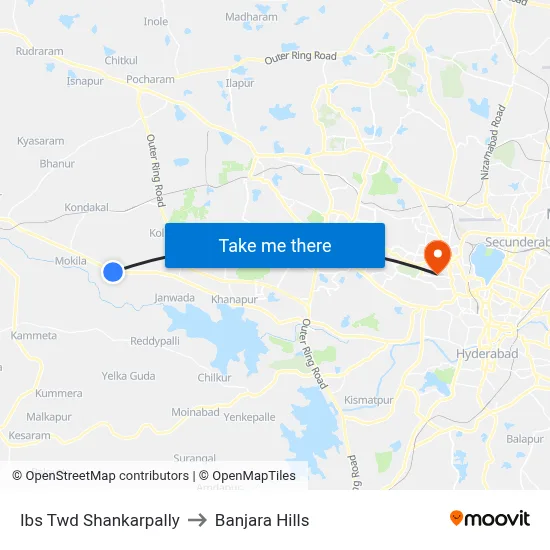 Ibs Twd Shankarpally to Banjara Hills map