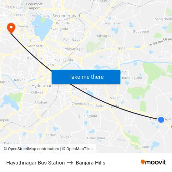 Hayathnagar Bus Station to Banjara Hills map