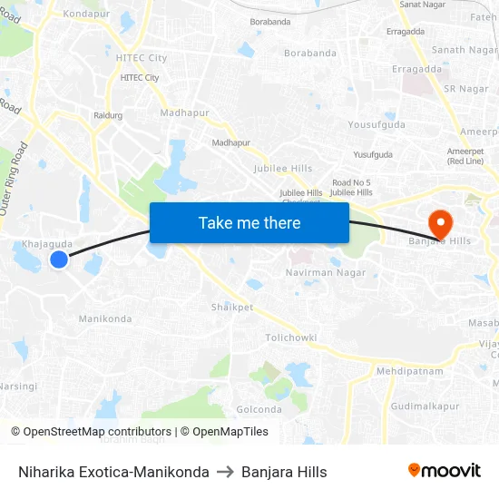 Niharika Exotica-Manikonda to Banjara Hills map